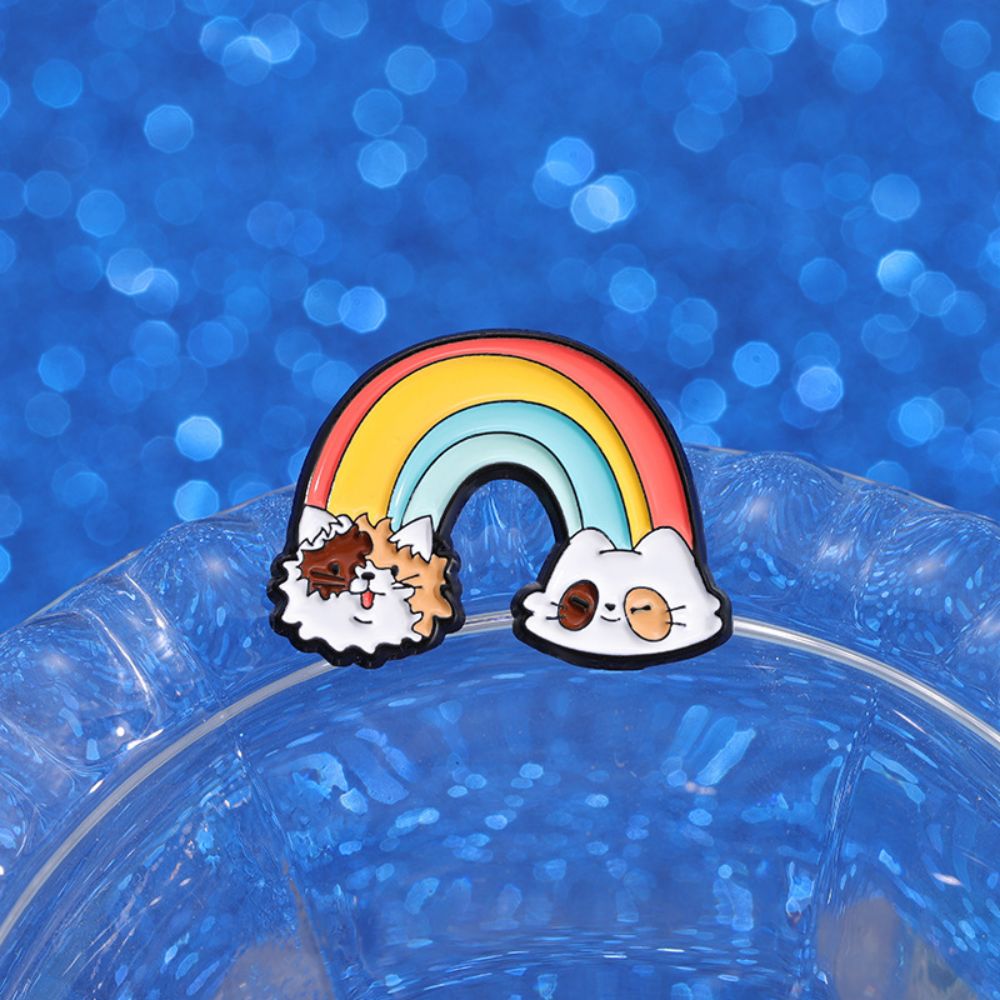 Cartoon Cat Cloud Pencil Rainbow Lapel Brooches Pack