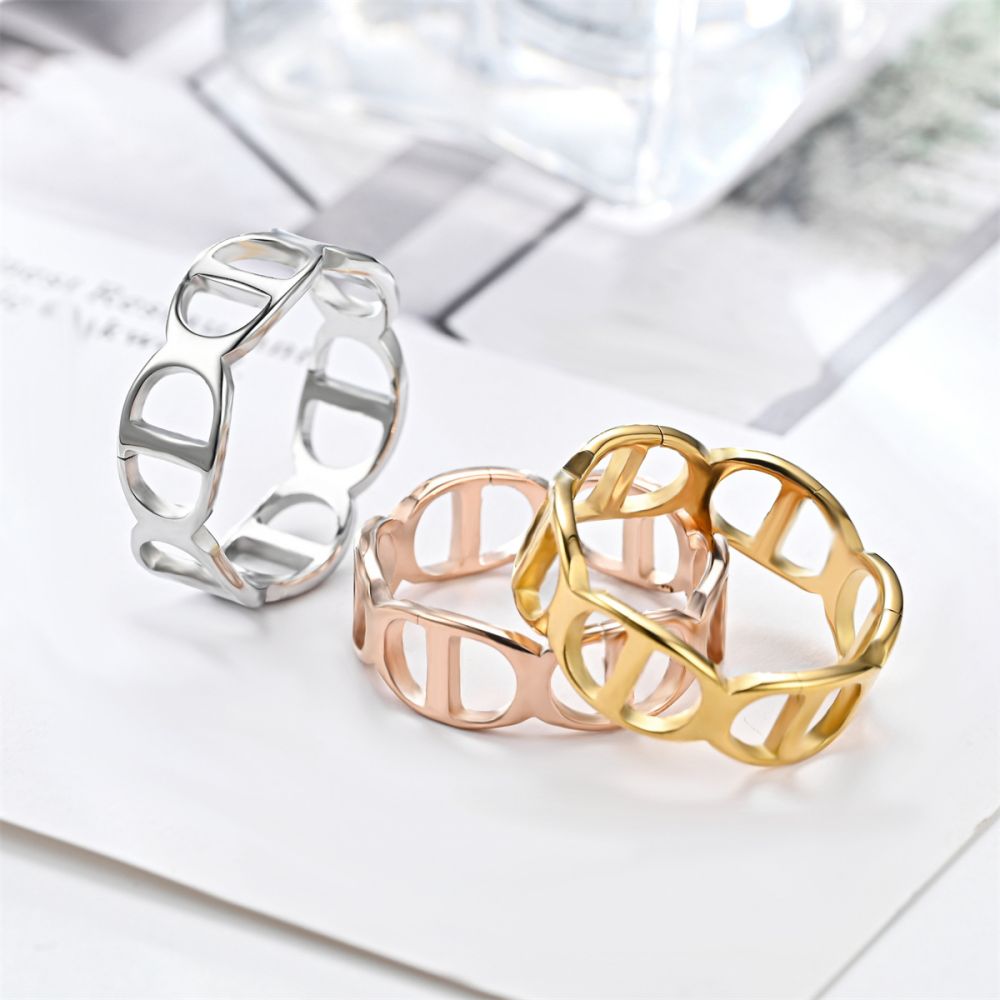 Simple Attractive CD Titanium Steel Couple Ring