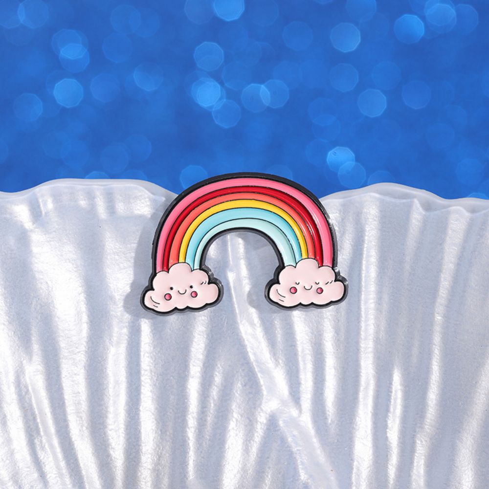 Cartoon Cat Cloud Pencil Rainbow Lapel Brooches Pack