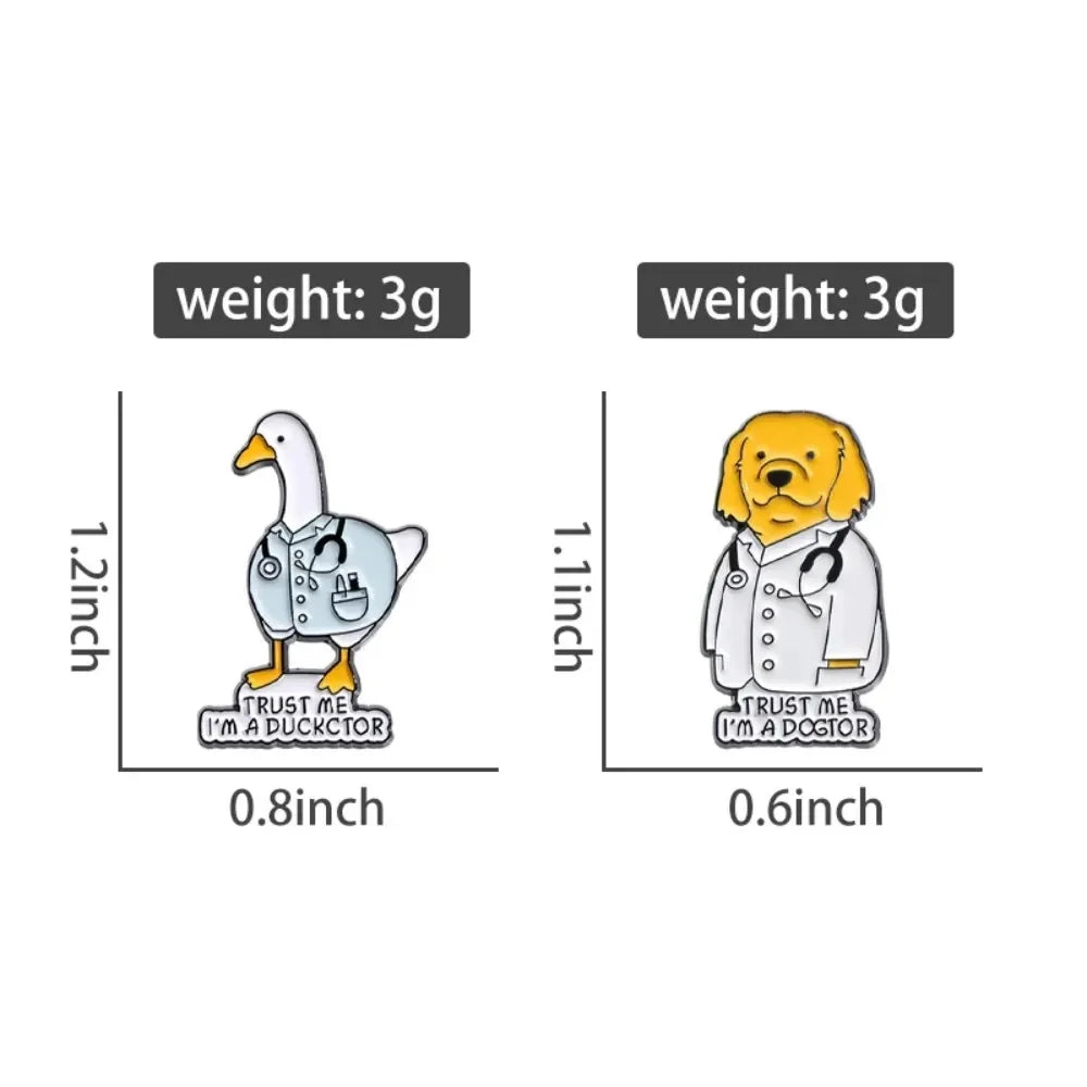 Funny Doctor Animal Pun Lapel Brooches