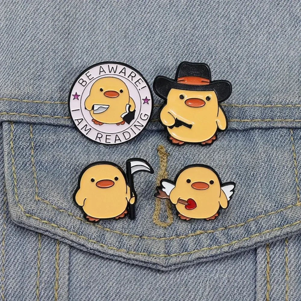 Quirky Yellow Duck Character Brooches