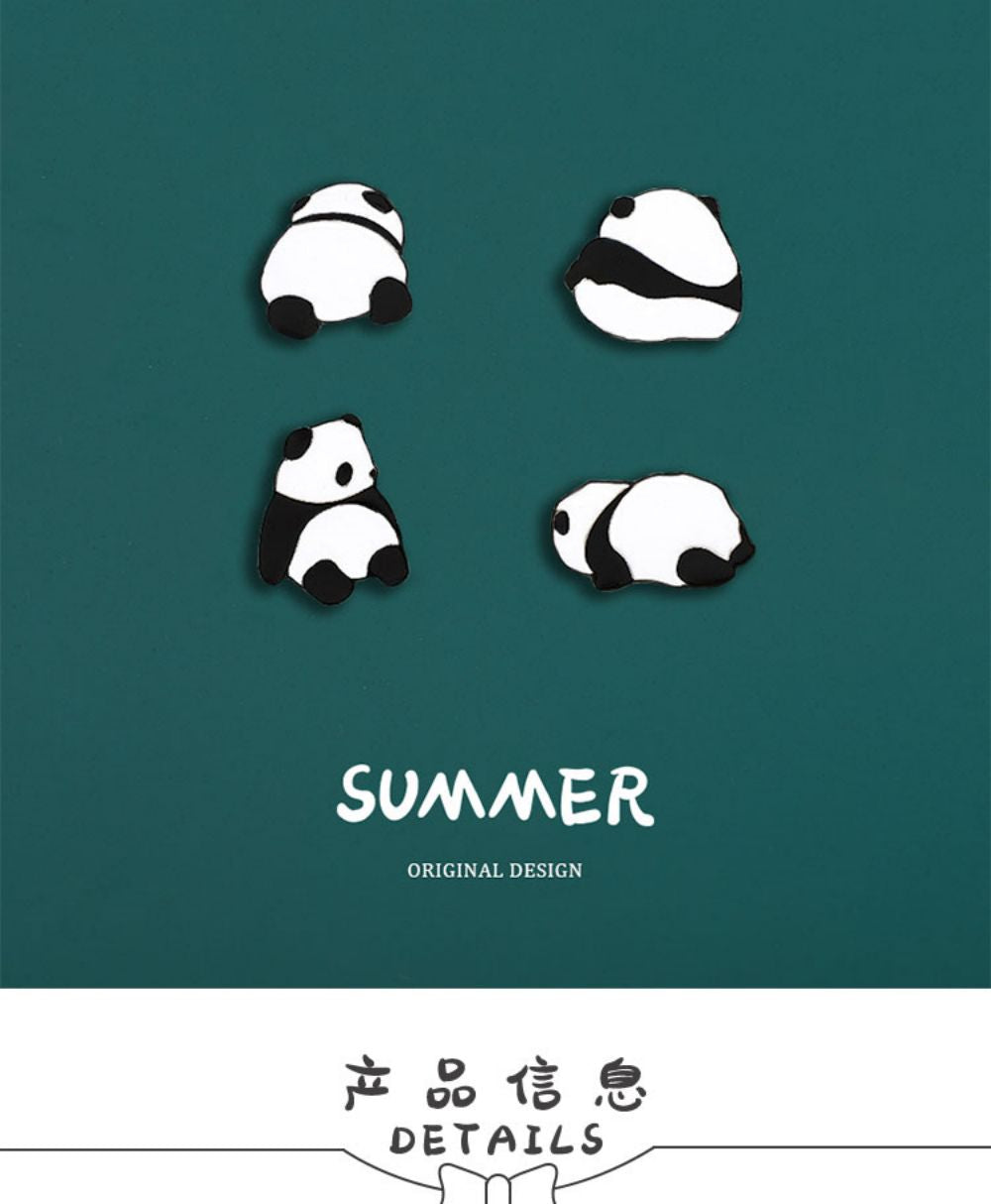 Quirky Panda Posture Brooch Set
