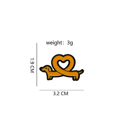 Cute Sausage Dog Love Lapel Brooch