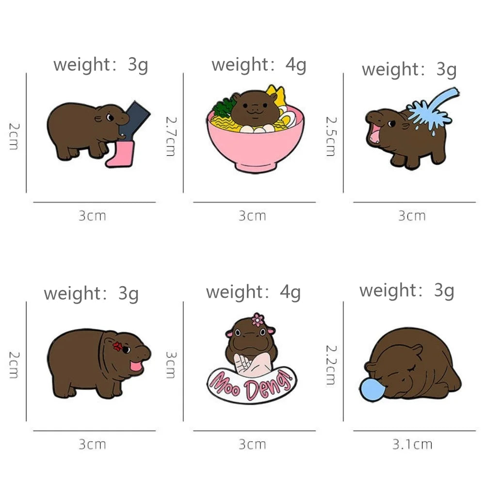 Viral Baby Hippopotamus Cartoon Lapel Brooches