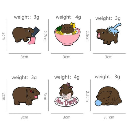 Viral Baby Hippopotamus Cartoon Lapel Brooches