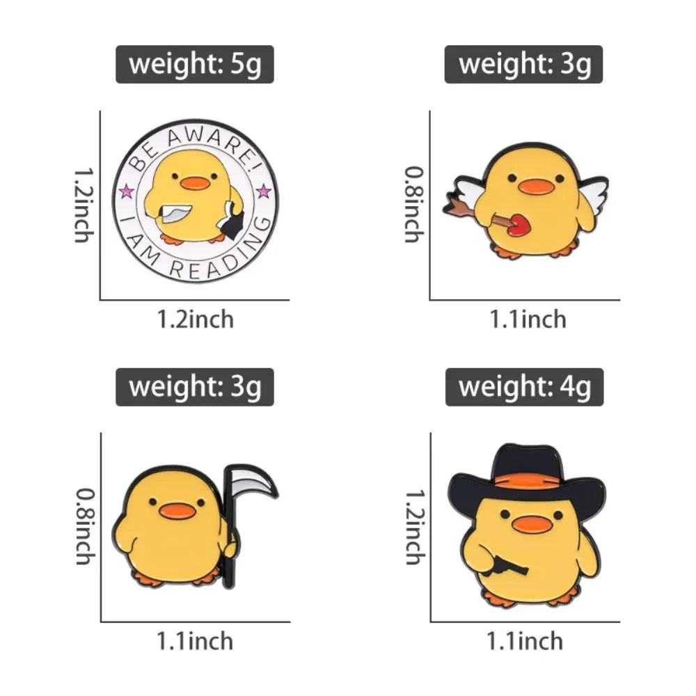 Quirky Yellow Duck Character Brooches