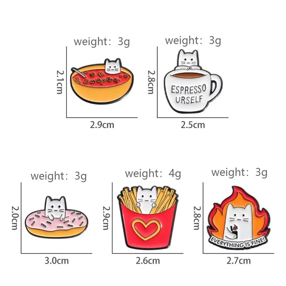 Food Lover Cat Brooch Collection