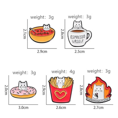 Food Lover Cat Brooch Collection