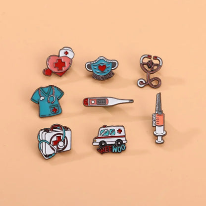 Funny Hospital & Nurse Brooch Set