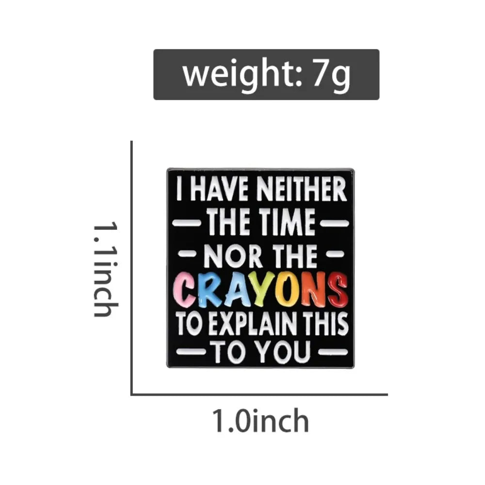 Colorful Crayon Text Square Lapel Brooch