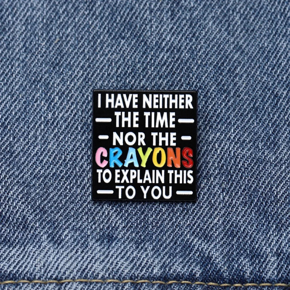 Colorful Crayon Text Square Lapel Brooch