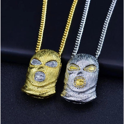 Personality Hip Hop Rhinestone Mask Pendant Necklace for Cool Men Women-Wannee Fashion Jewelry