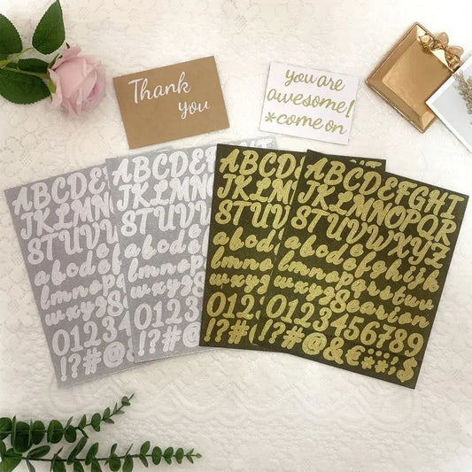 10Pcs 26 Alphabet Glitter Planner Stickers Waterproof Gold Silver DIY Creative Letter Decorative Sticker For Kids Cup Laptop