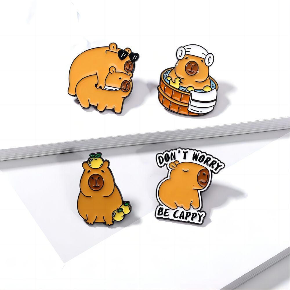 Cute Capybara Enamel Brooch Collection