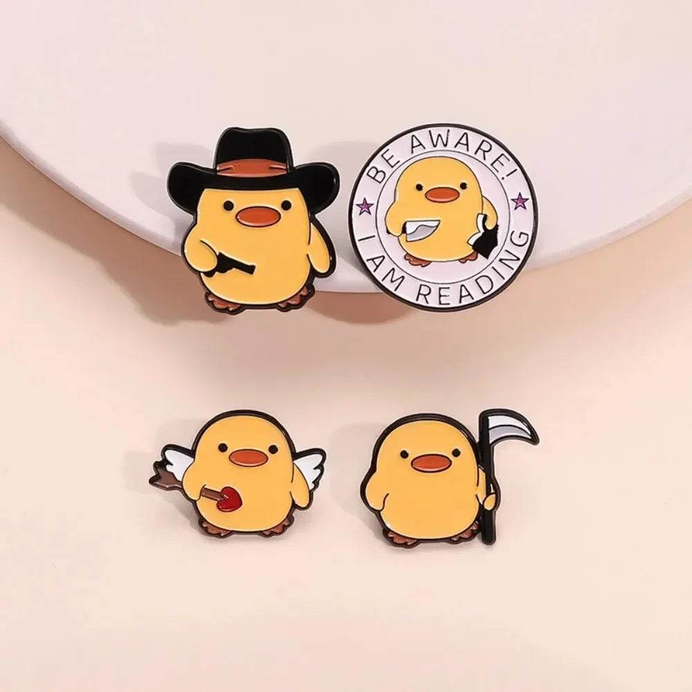 Quirky Yellow Duck Character Brooches