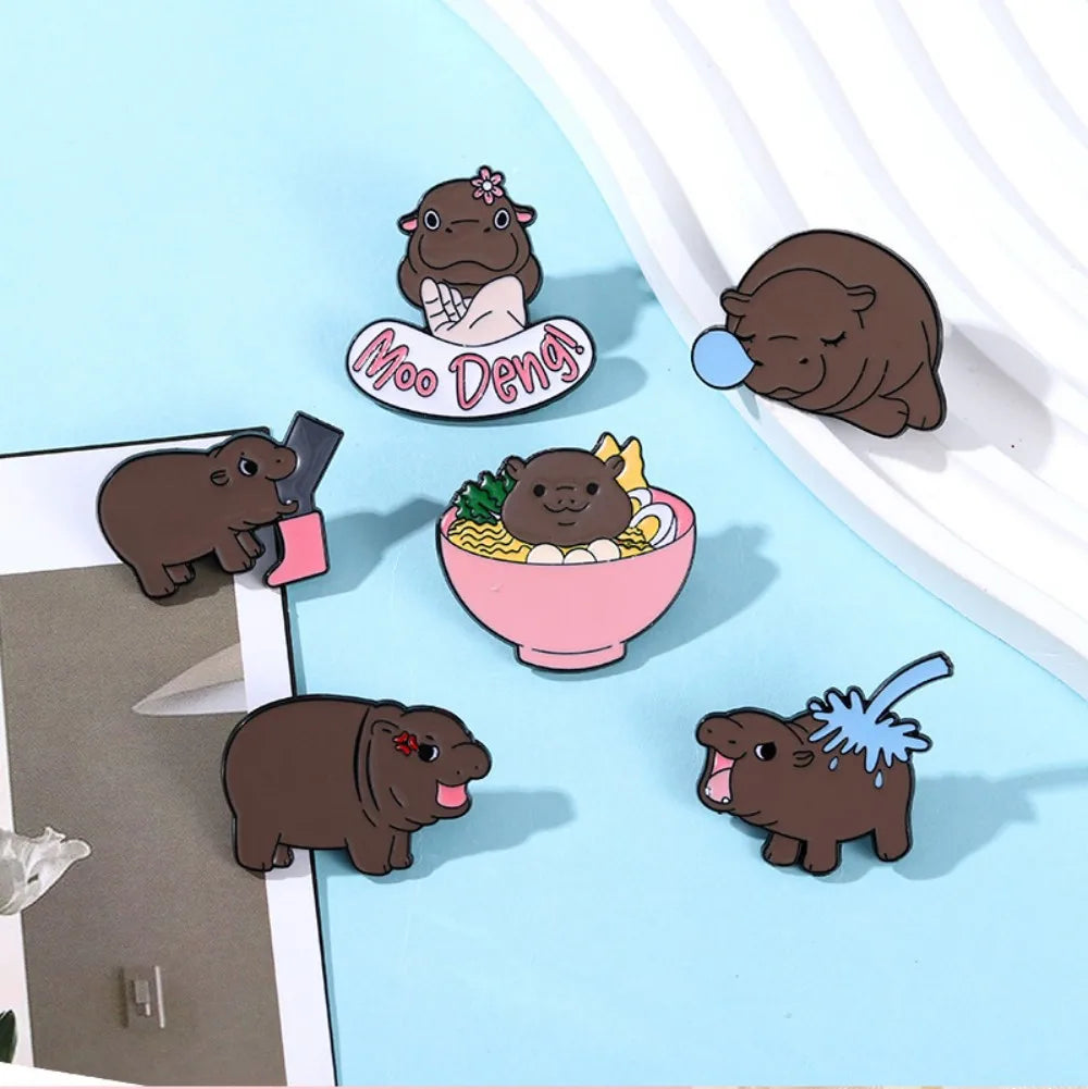Viral Baby Hippopotamus Cartoon Lapel Brooches