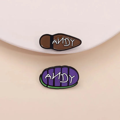 Buzz Woody Andy Name Foot Print Lapel Brooches