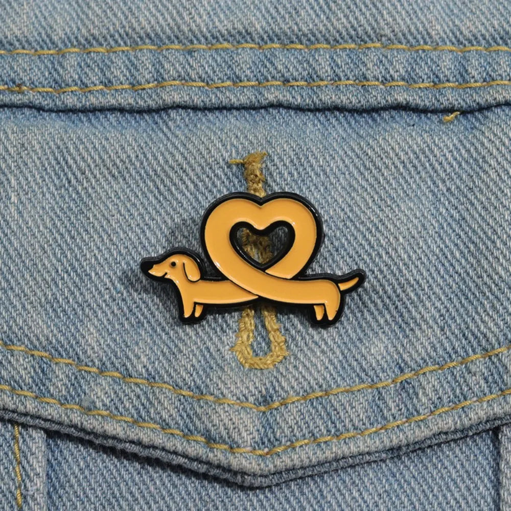 Cute Sausage Dog Love Lapel Brooch