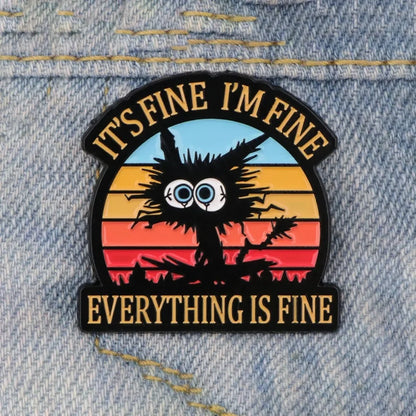 Retro Stress Cat Meme Lapel Brooch