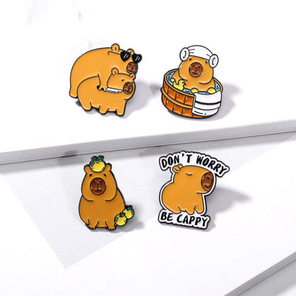 Cute Capybara Enamel Brooch Collection