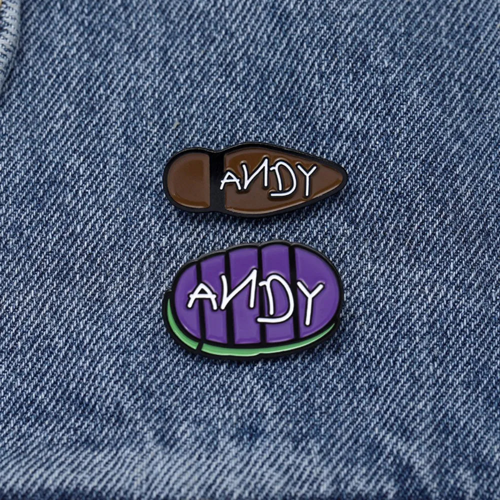 Buzz Woody Andy Name Foot Print Lapel Brooches