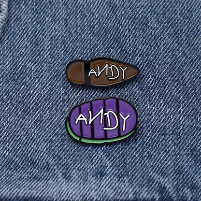 Buzz Woody Andy Name Foot Print Lapel Brooches