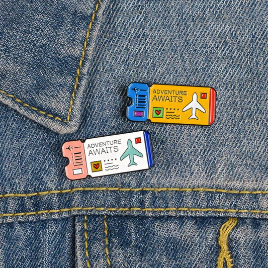Travel Boarding Pass 2pcs Lapel Brooches