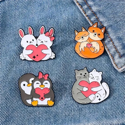 Kawaii Hugging Pet Lapel Brooches