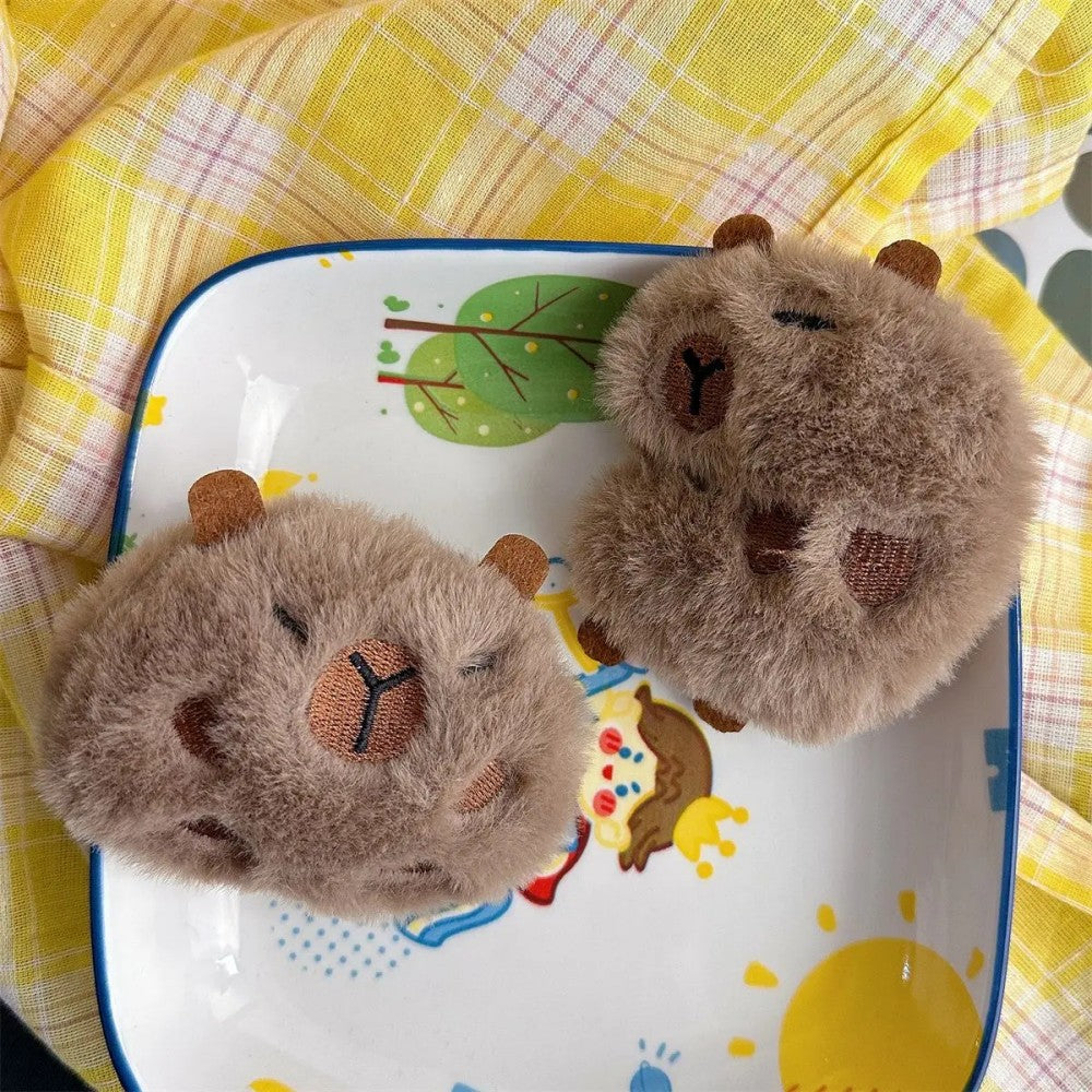 Capybara Plush Enamel Brooch Set