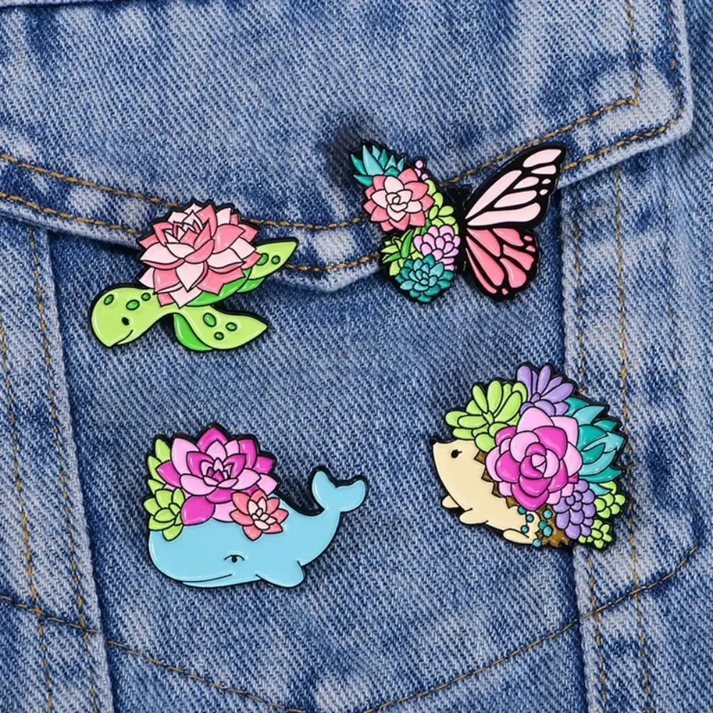 Floral Succulent Creature Brooch Collection