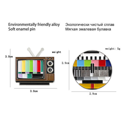 Retro TV Test Card Brooch Duo