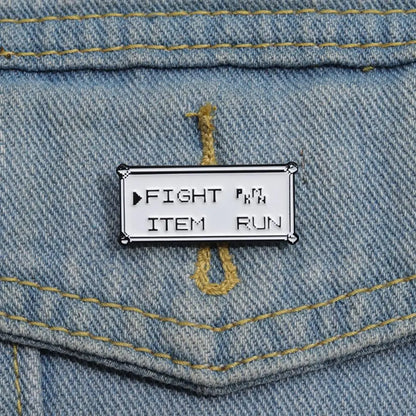 Vintage Pixel Game Battle Choice Text Brooch
