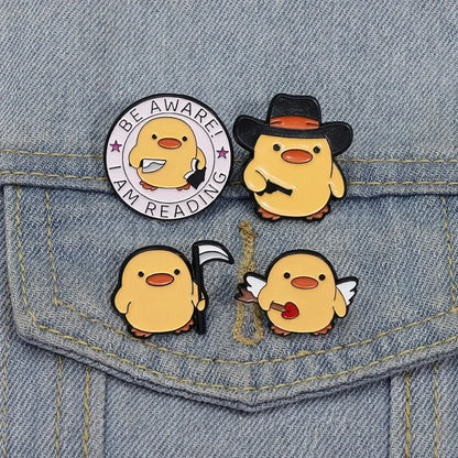 Quirky Yellow Duck Character Brooches