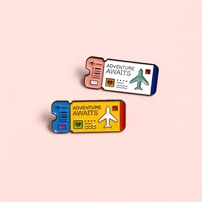 Travel Boarding Pass 2pcs Lapel Brooches