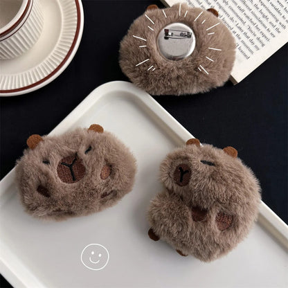 Capybara Plush Enamel Brooch Set