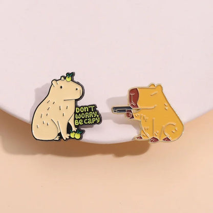 Funny Capybara Animal Brooches with Turtle Crocodile Pelican