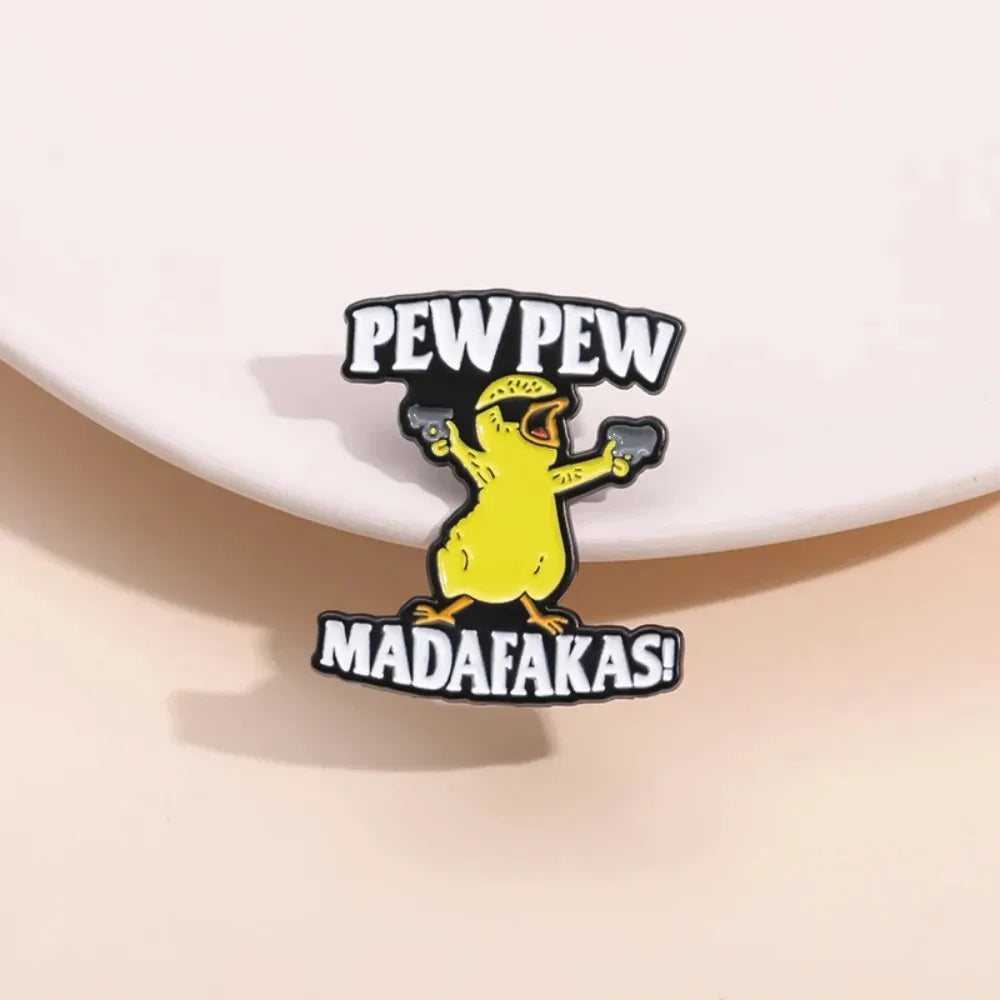 Gangster Duck With Dual Pistols Funny Lapel Brooch