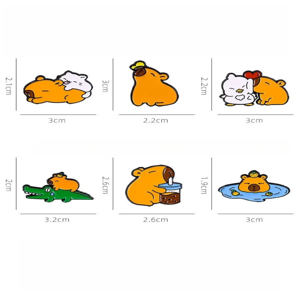 Funny Capybara Animal Brooches with Turtle Crocodile Pelican