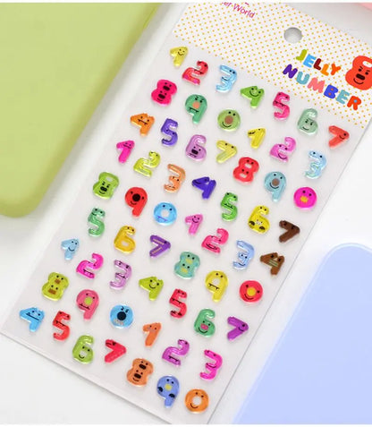 3D Cartoon Cute DIY Number Sticker Funny Decorative Planner Sticker For Kids Student Gift