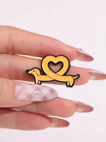 Cute Sausage Dog Love Lapel Brooch