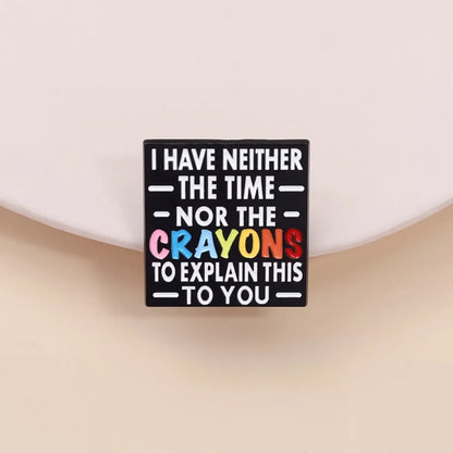 Colorful Crayon Text Square Lapel Brooch