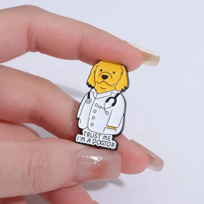 Funny Doctor Animal Pun Lapel Brooches