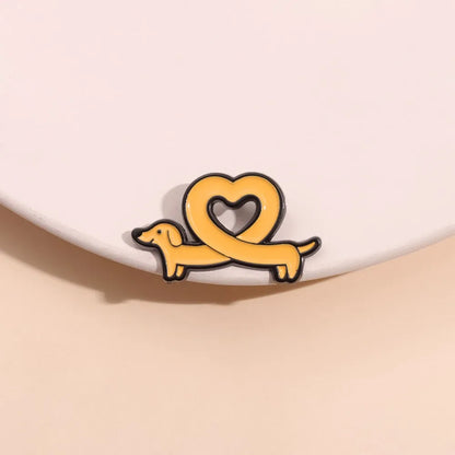 Cute Sausage Dog Love Lapel Brooch