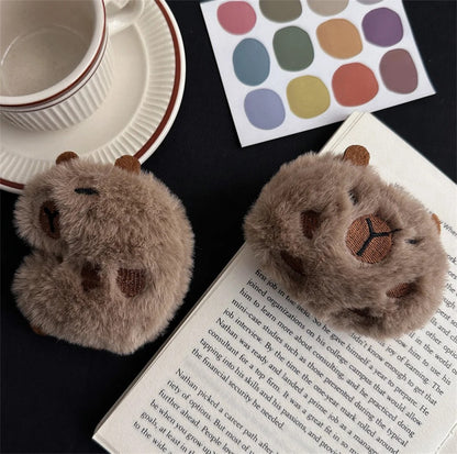 Capybara Plush Enamel Brooch Set