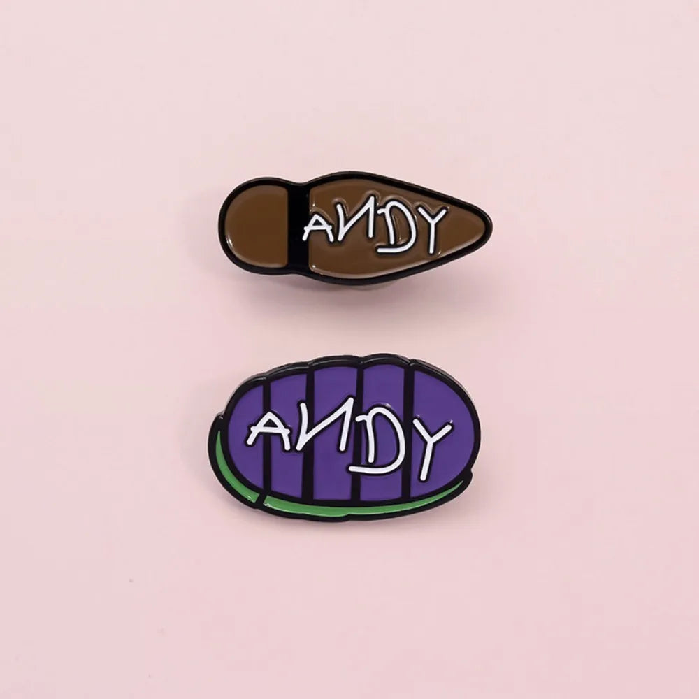 Buzz Woody Andy Name Foot Print Lapel Brooches