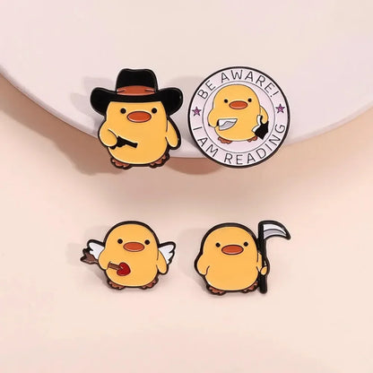Quirky Yellow Duck Character Brooches
