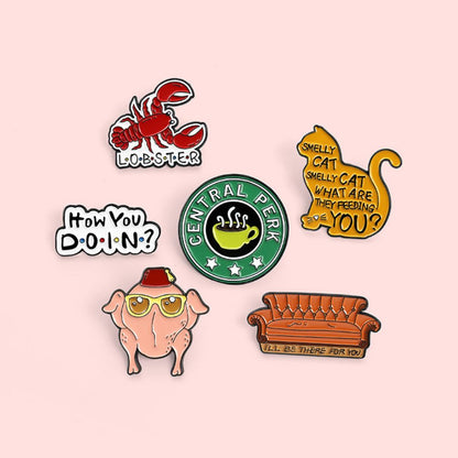 Smelly Cat & Lobster Friends Brooch Set