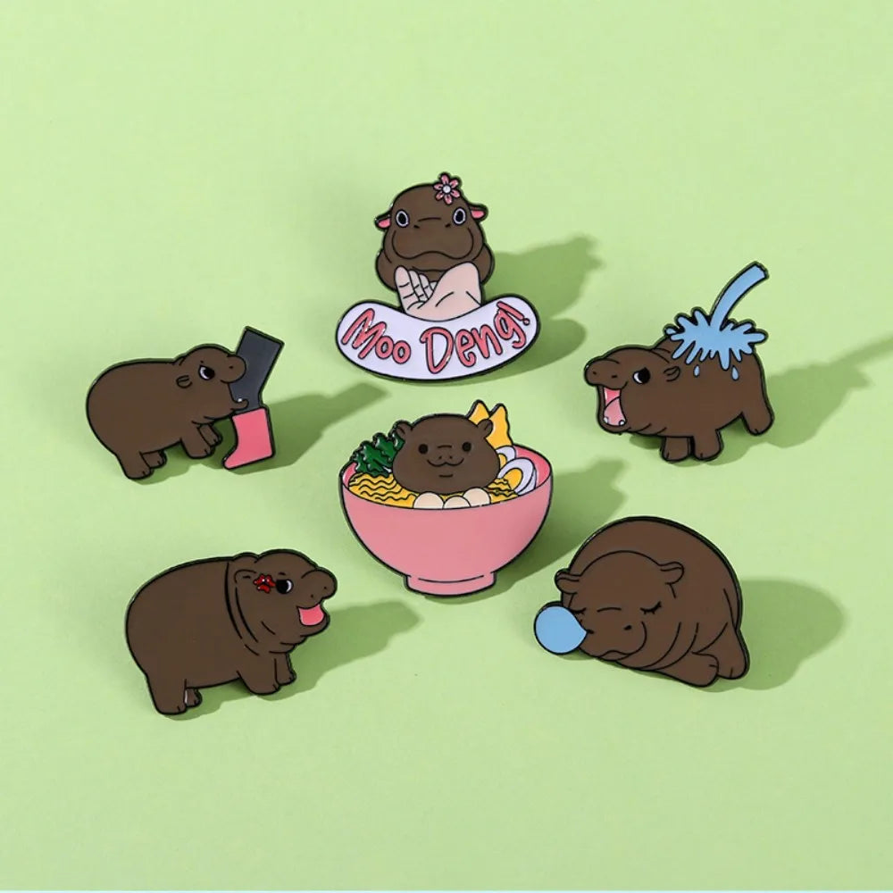 Viral Baby Hippopotamus Cartoon Lapel Brooches