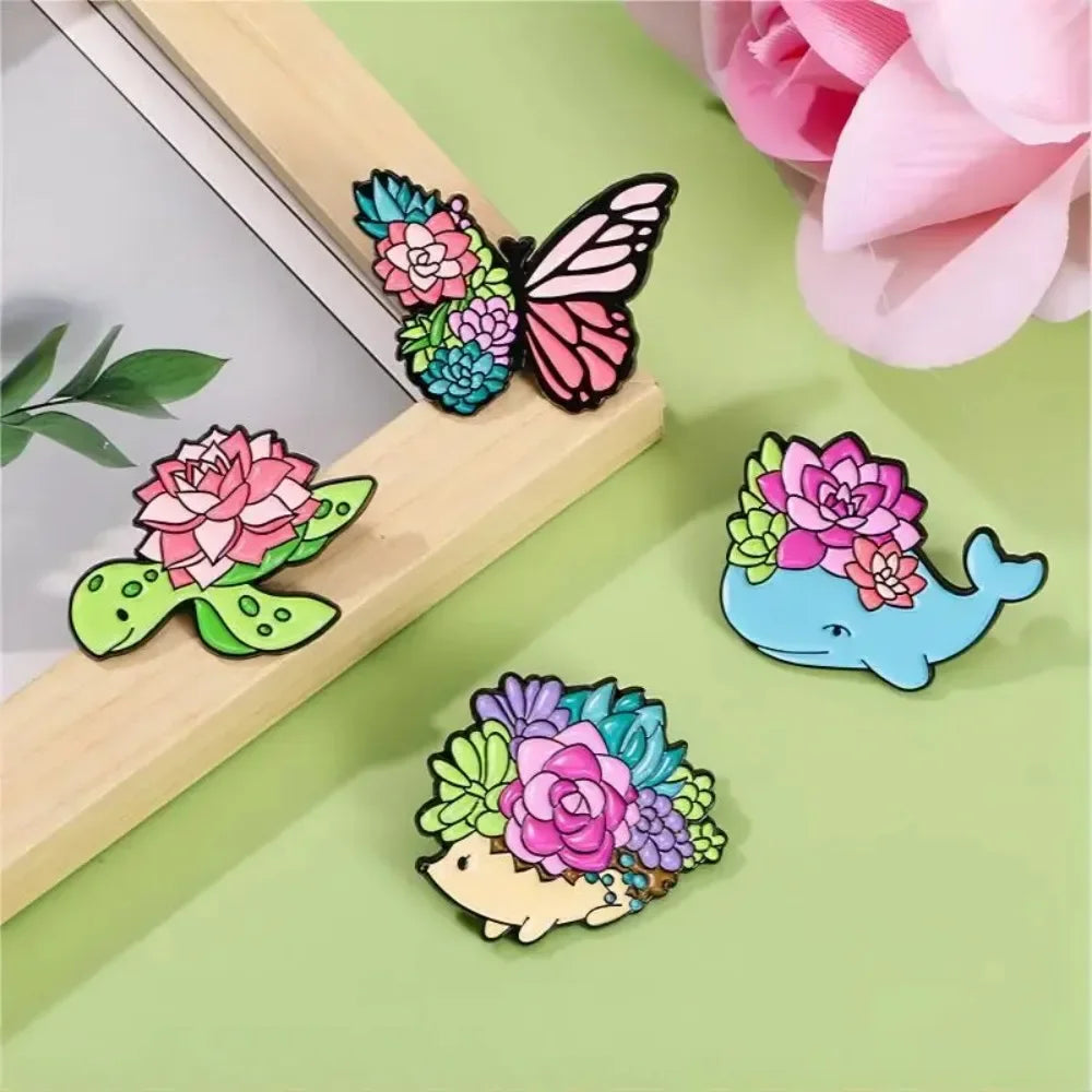 Floral Succulent Creature Brooch Collection