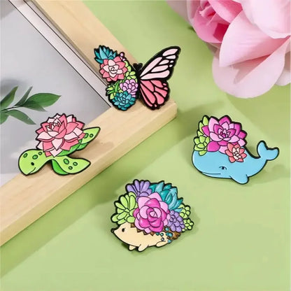 Floral Succulent Creature Brooch Collection
